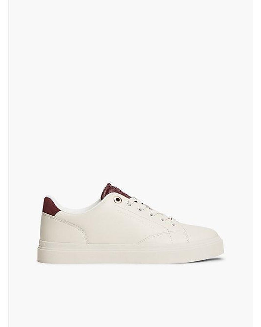 Tommy Hilfiger White Leather Contrast Heel Cupsole Trainers