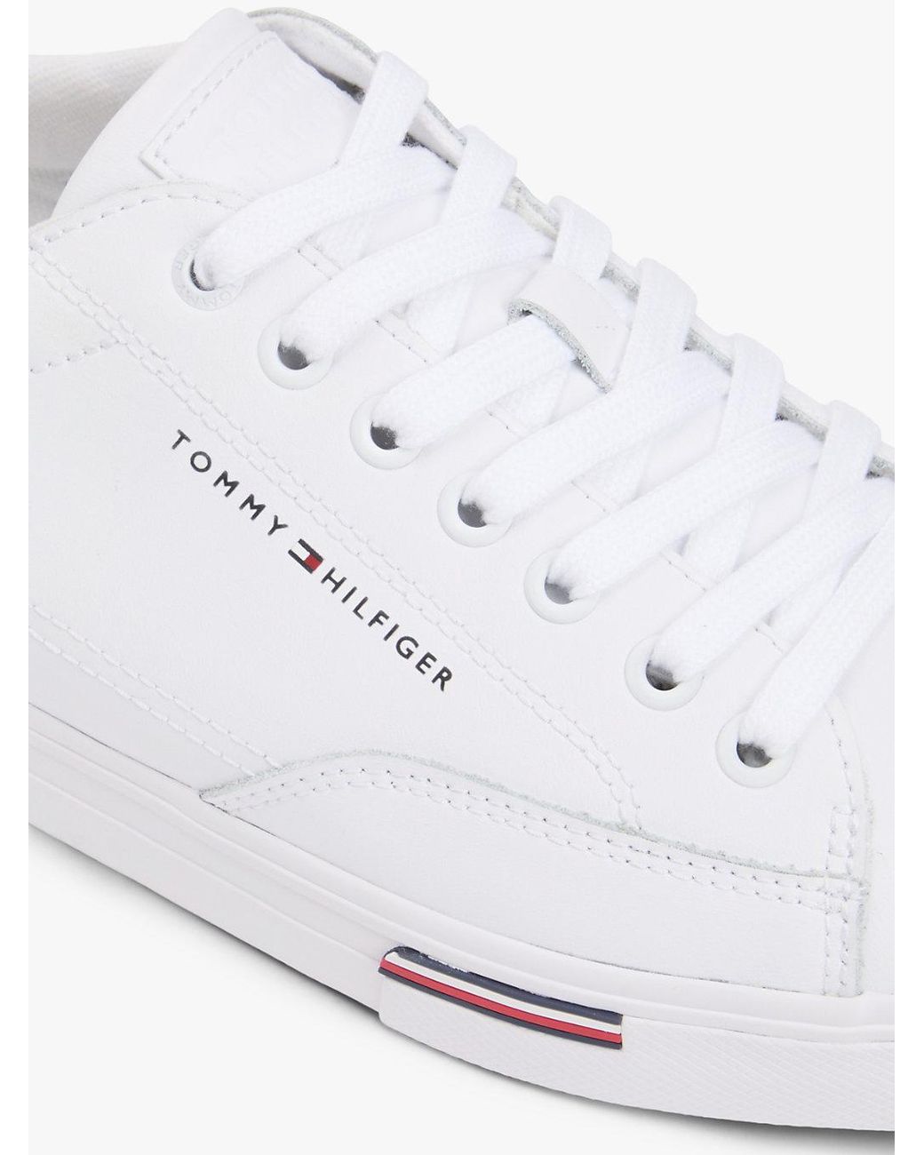Tommy Hilfiger White Signature Midsole Lace-Up Trainers With Leather for men