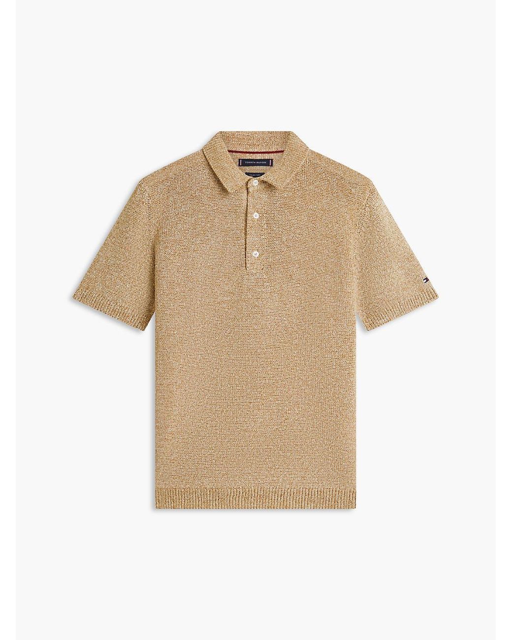 Tommy Hilfiger Natural New York Label Relaxed Fit Mouliné Polo Shirt for men