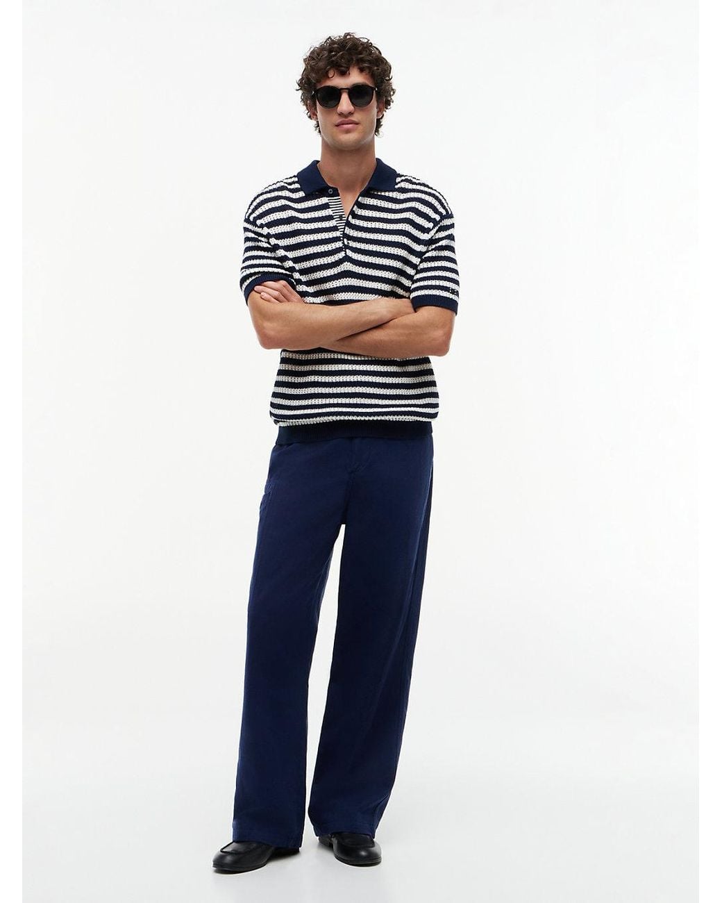 Tommy Hilfiger Blue Linen Blend Utility Chinos for men