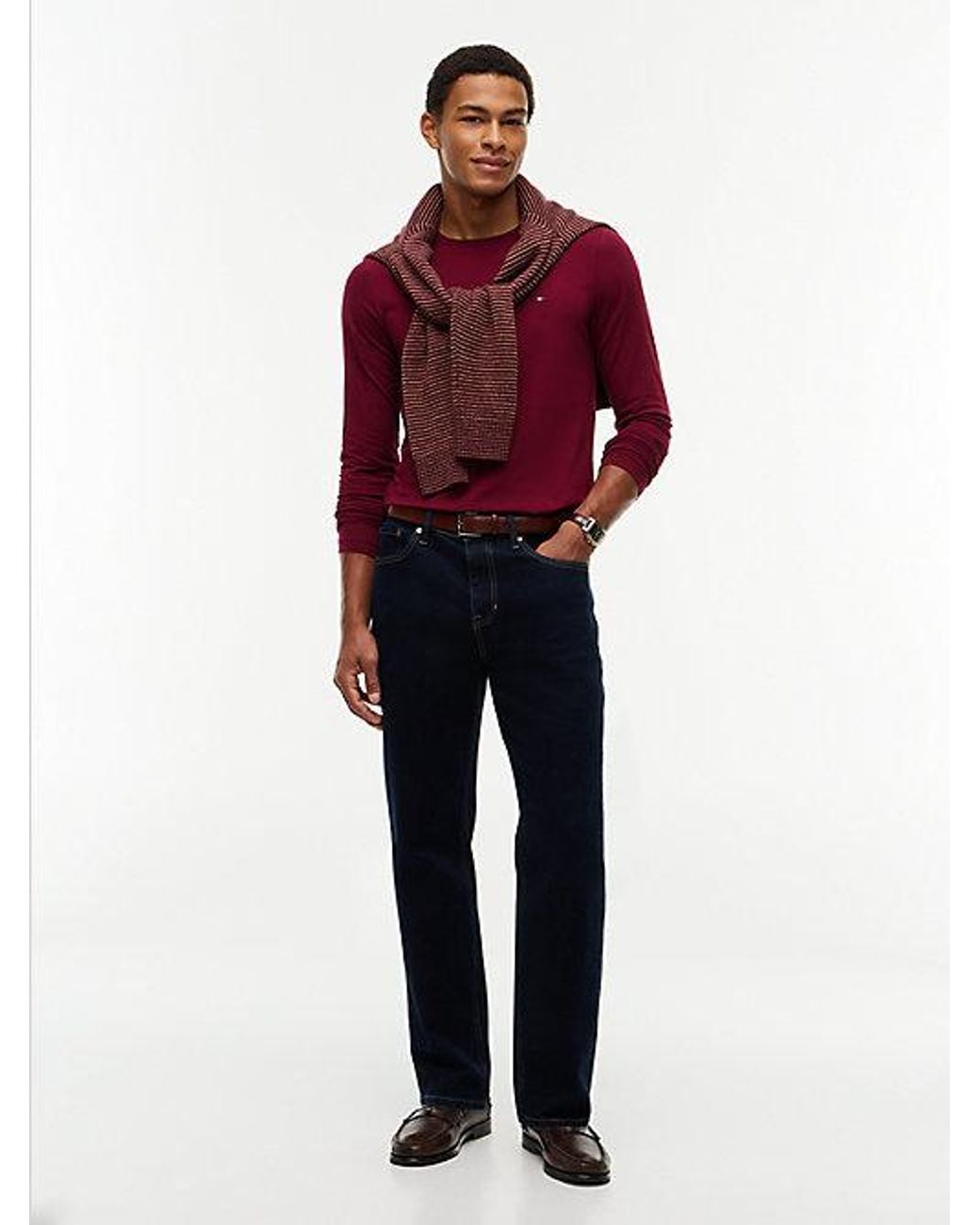 Tommy Hilfiger Red Slim Jersey Long Sleeve T-Shirt for men