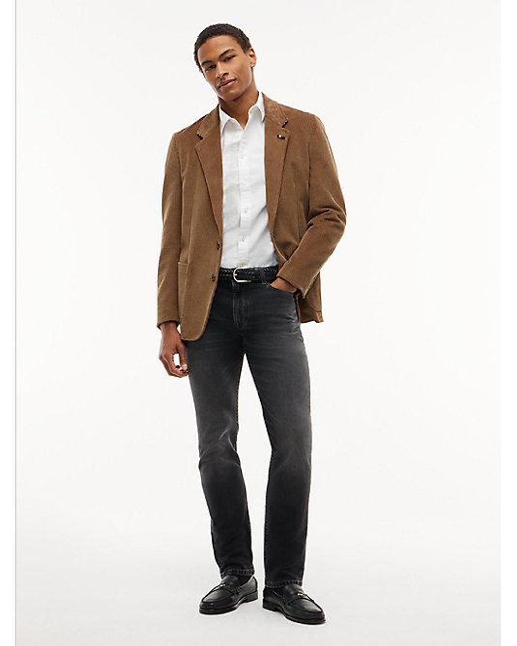 Tommy Hilfiger Black Denton Slim Straight Faded Jeans for men