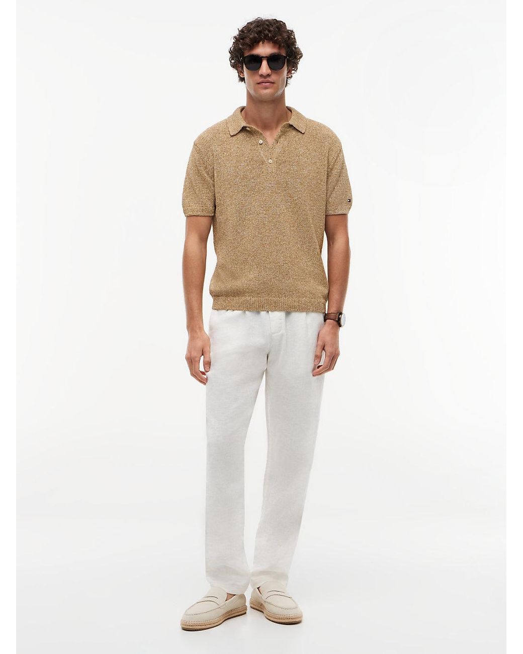 Tommy Hilfiger Natural New York Label Relaxed Fit Mouliné Polo Shirt for men