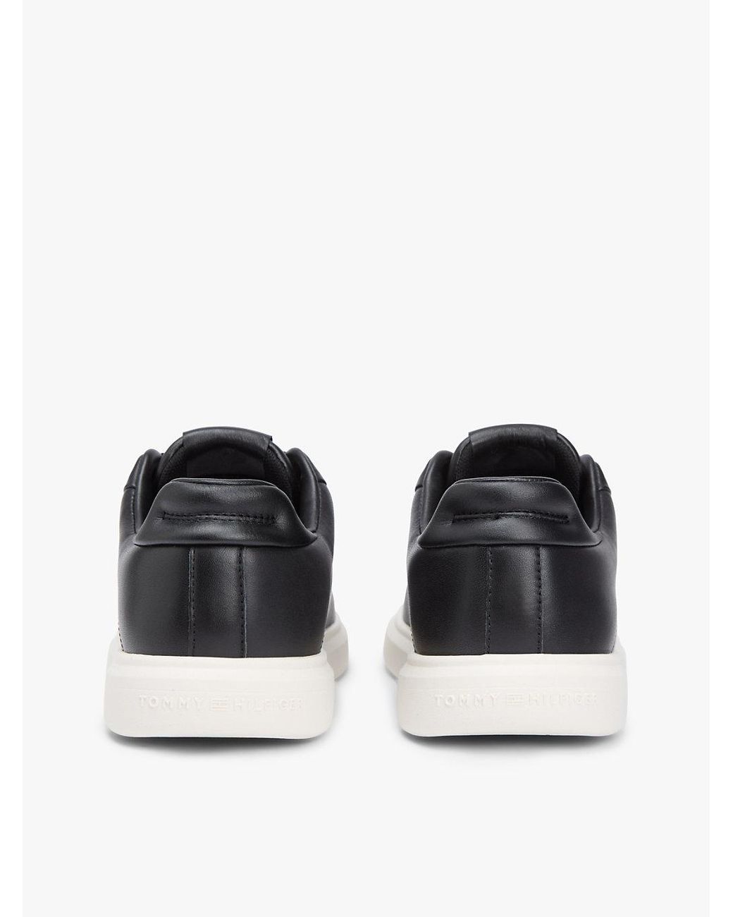 Tommy Hilfiger Black Lightweight Leather Cupsole Court Trainers