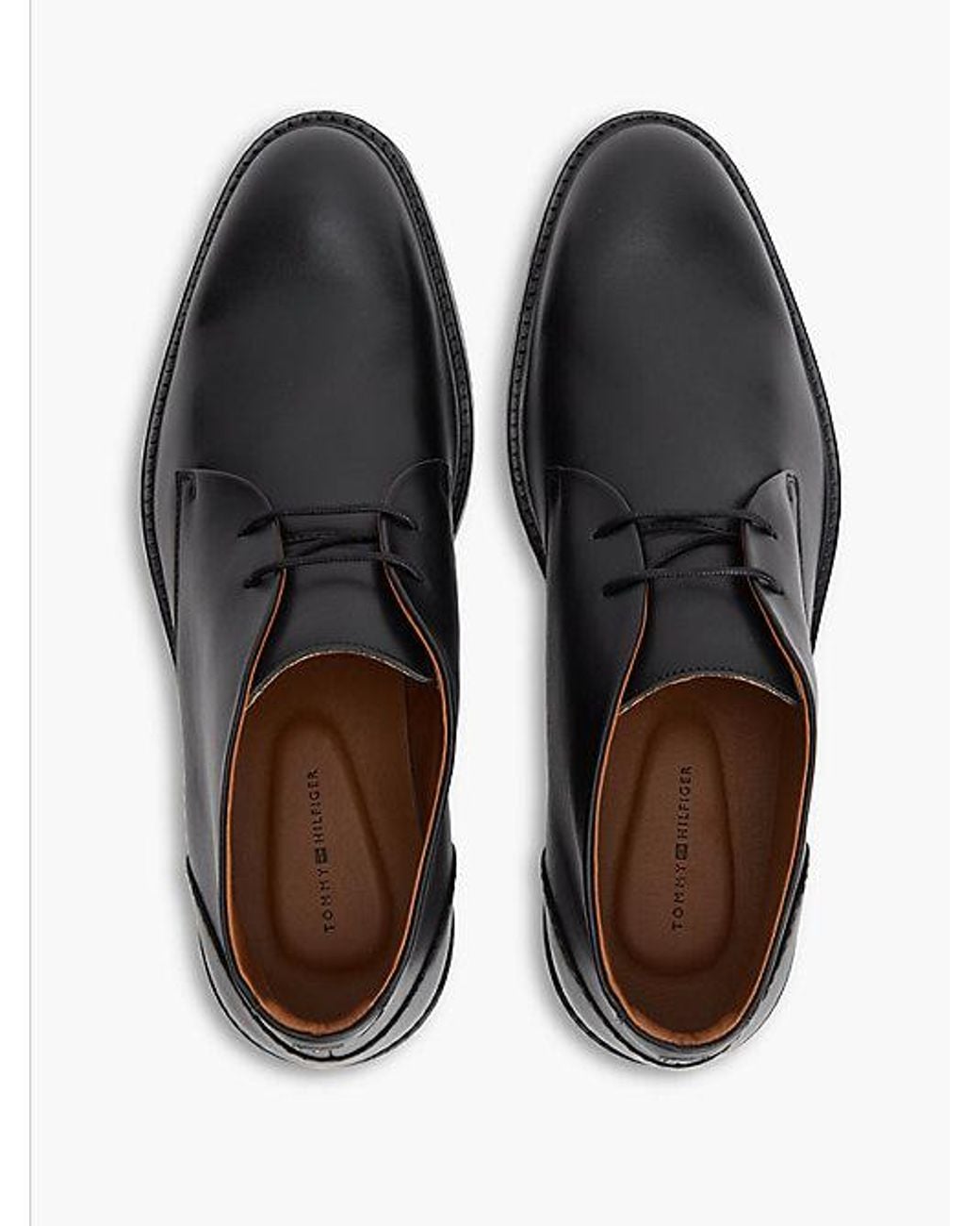 Tommy Hilfiger Black Leather Lace Up Ankle Boots for men