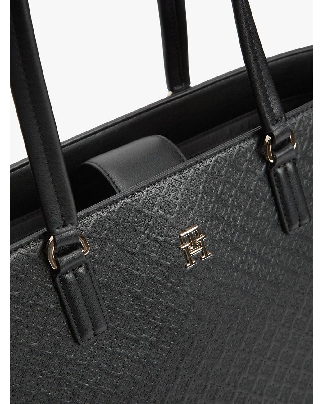 Tommy Hilfiger Black Embossed Th Monogram Tote Bag