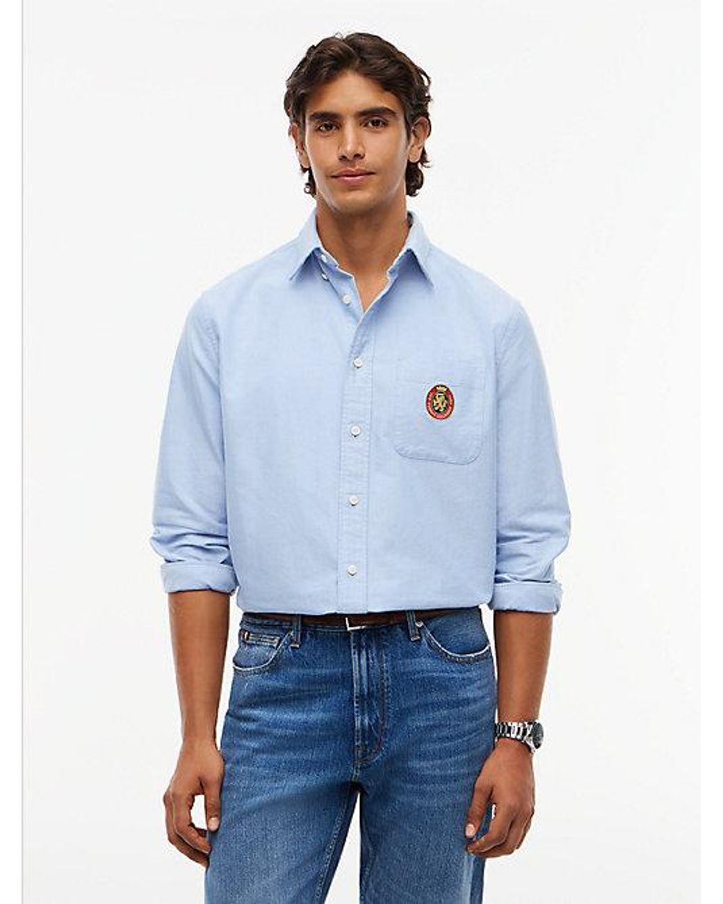 Tommy Hilfiger White Relaxed Fit Heritage Crest Oxford Shirt for men