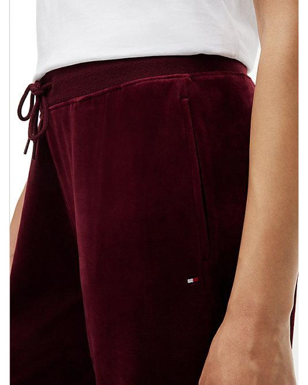 Tommy Hilfiger Red Essential Velour Lounge Joggers