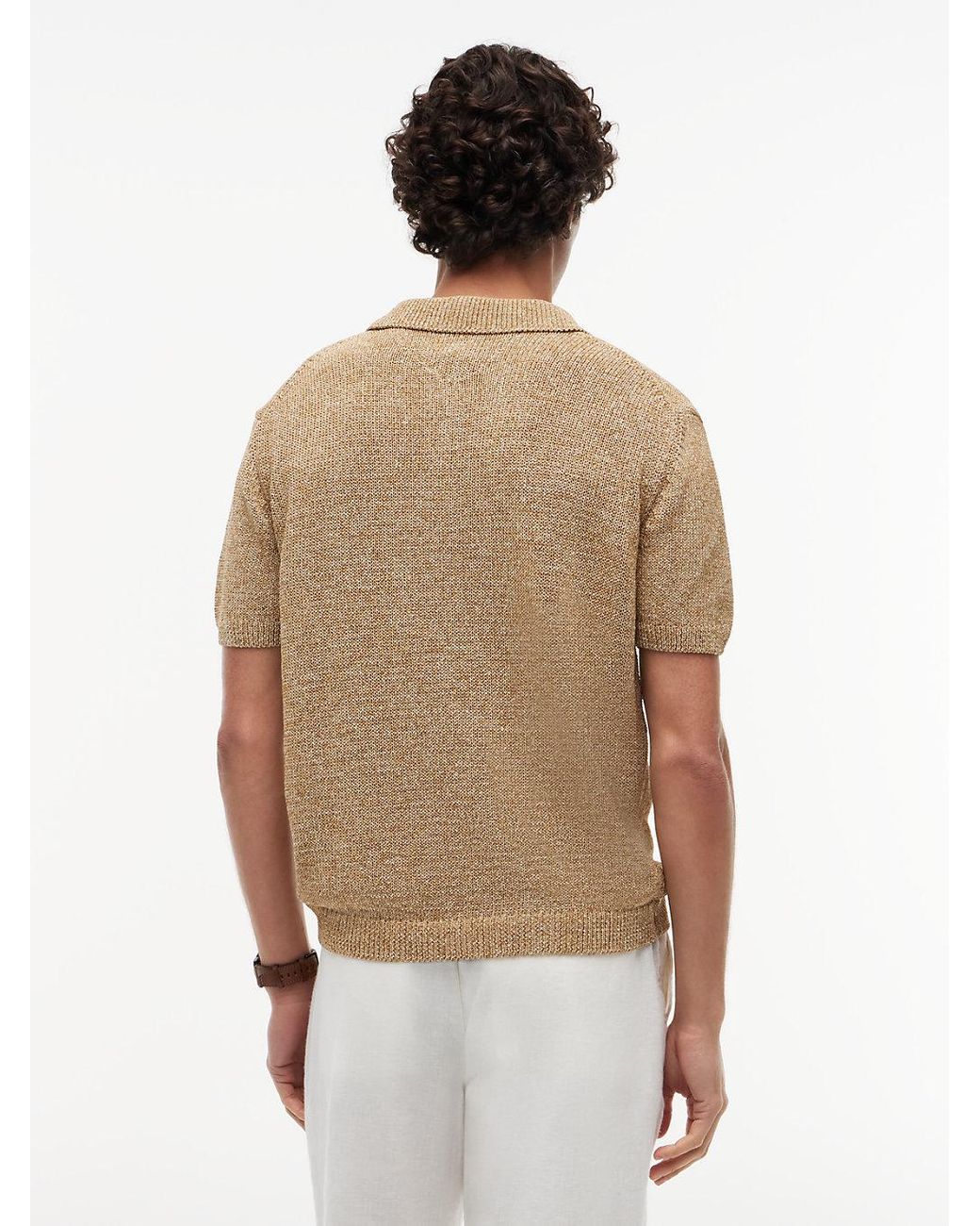 Tommy Hilfiger Natural New York Label Relaxed Fit Mouliné Polo Shirt for men