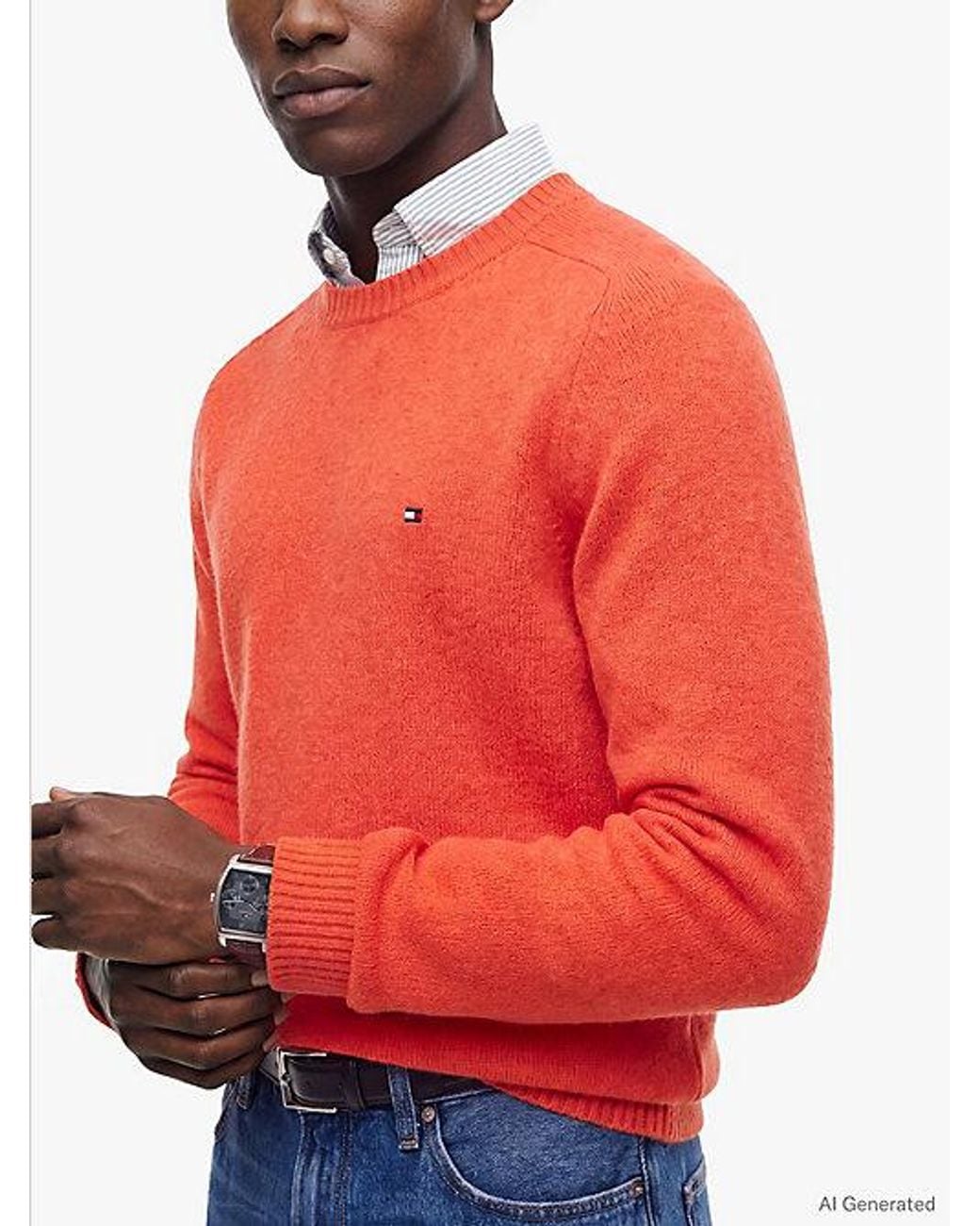 Tommy Hilfiger Red Pure Lambswool Crew Neck Jumper for men