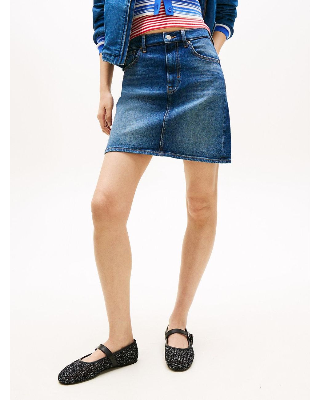 Tommy Hilfiger Blue Ultra High Rise Mom Denim Mini Skirt