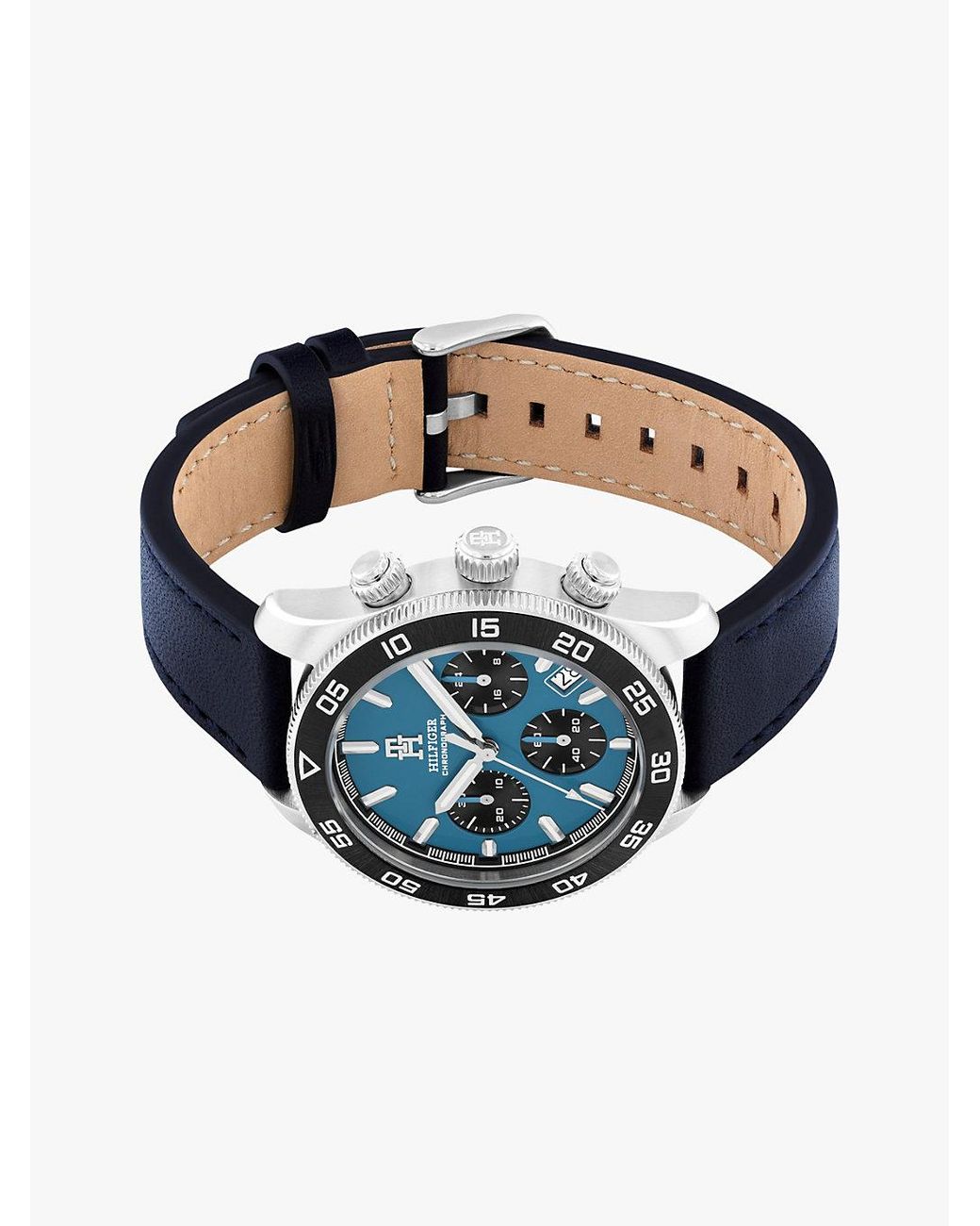 Tommy Hilfiger Blue Leather Strap Chronograph Watch for men