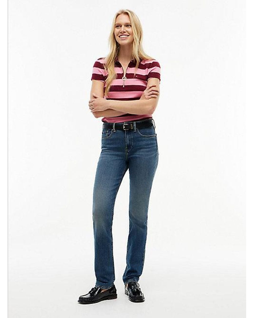 Tommy Hilfiger Blue Harlow Mid Rise Skinny Whiskered Jeans