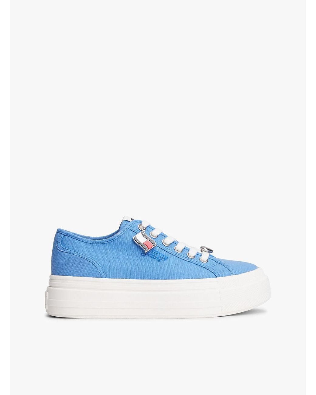 Tommy Hilfiger Blue Canvas Platform Trainers With Charms