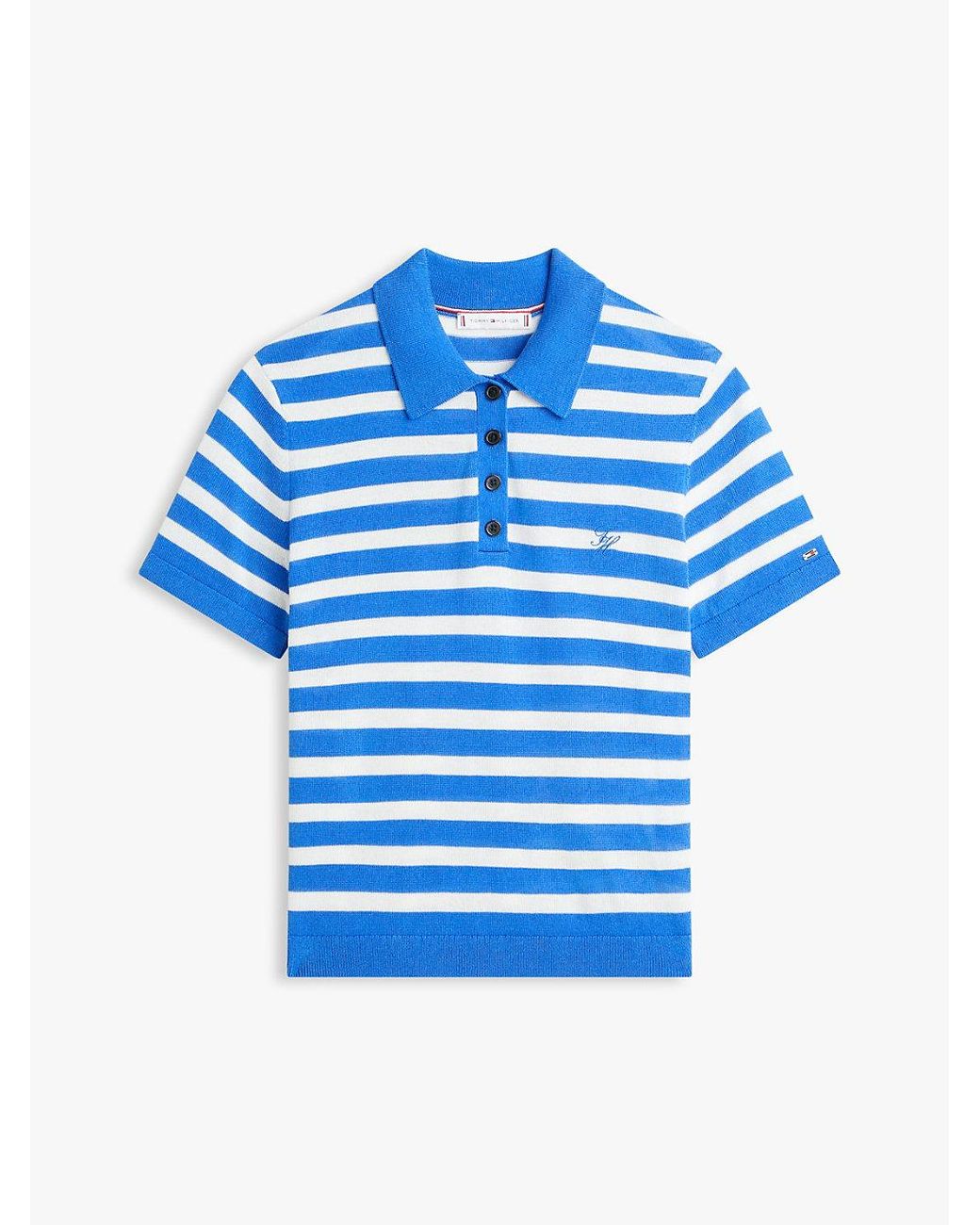 Polo À Manches Courtes Avec Soie Tommy Hilfiger en coloris Blue