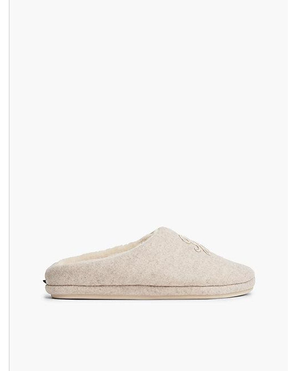 Tommy Hilfiger White Logo Embroidery Flannel Slippers