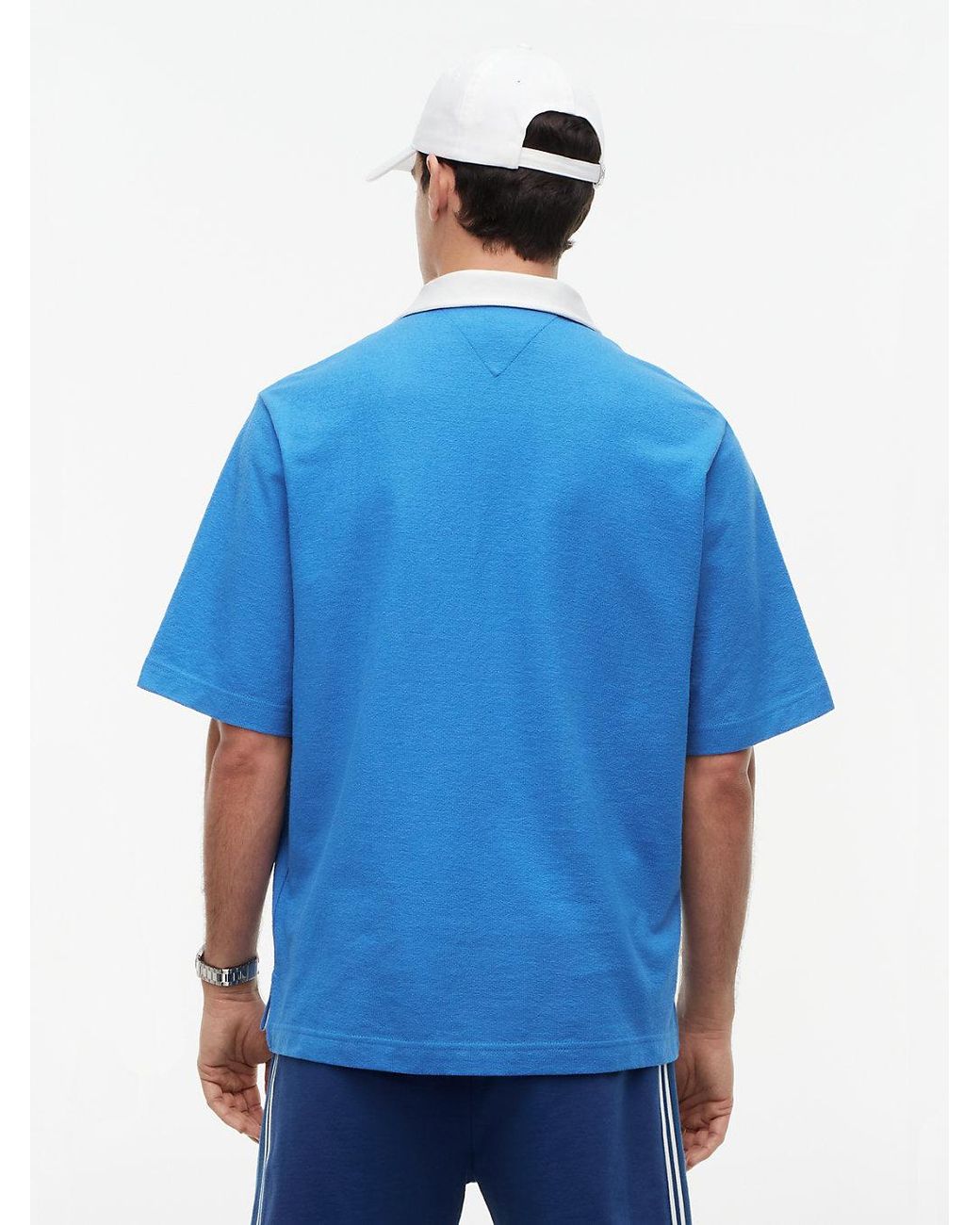 Tommy Hilfiger Blue Relaxed Fit Logo Label Jersey Polo Shirt for men