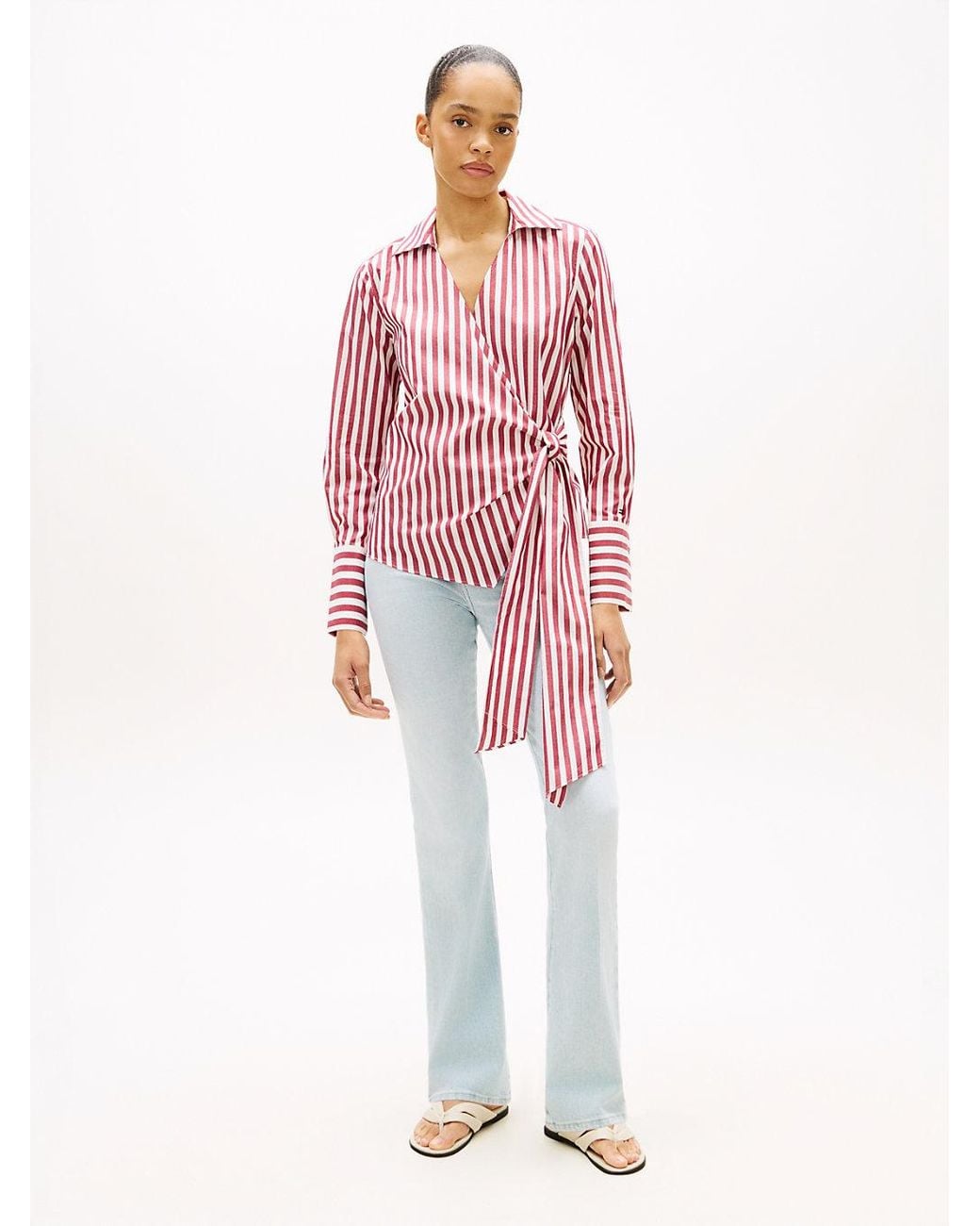 Tommy Hilfiger Red Slim Fit Wrap Knot Poplin Shirt