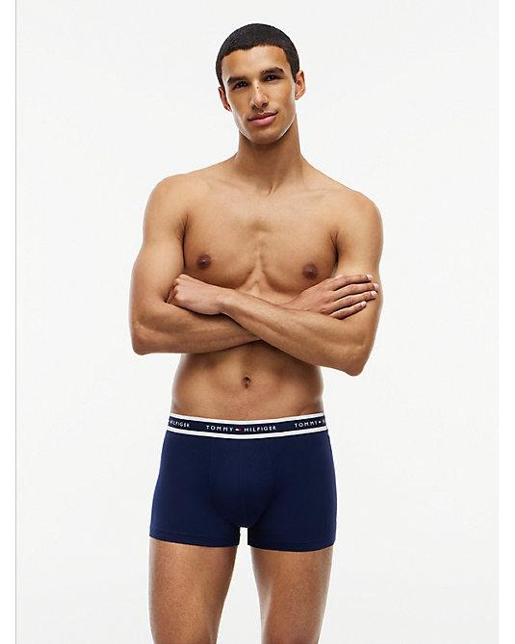 Tommy Hilfiger Blue 3 Pack Signature Logo Waistband Trunks for men