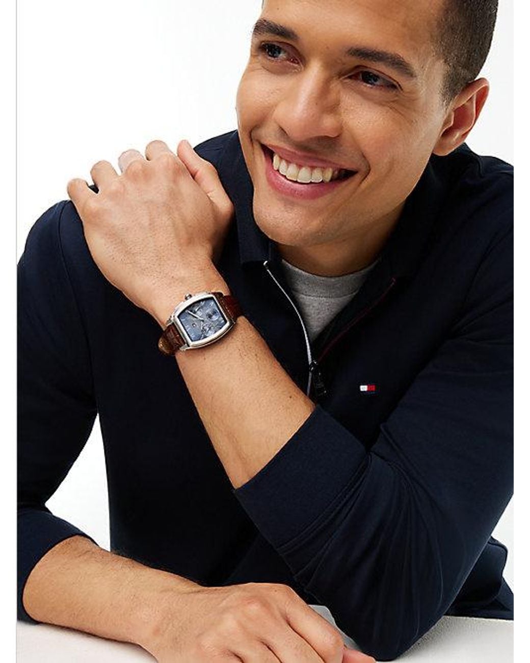 Tommy Hilfiger Blue Fluid Cotton Long Sleeve Polo Shirt for men