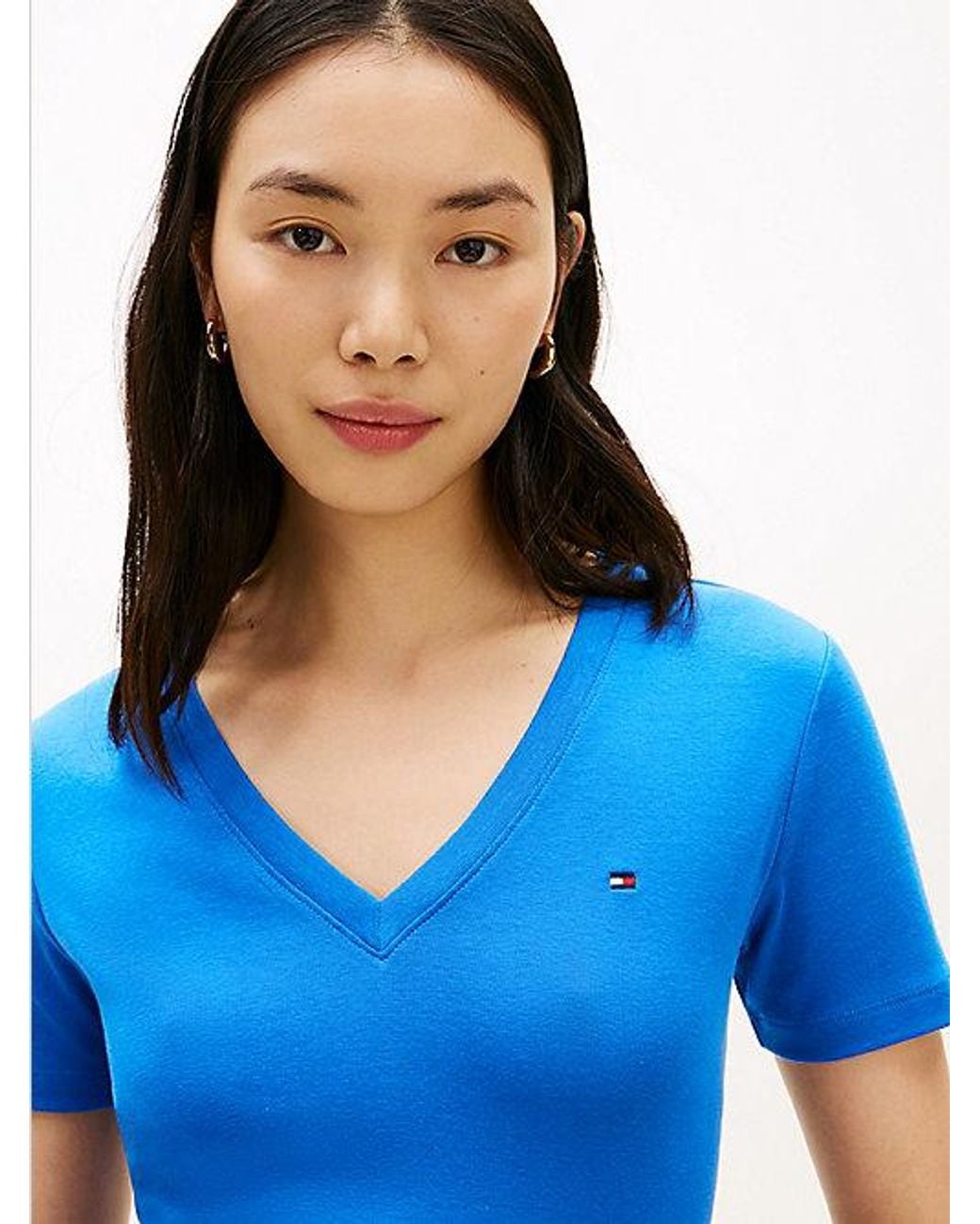 Tommy Hilfiger Blue Slim V-Neck T-Shirt