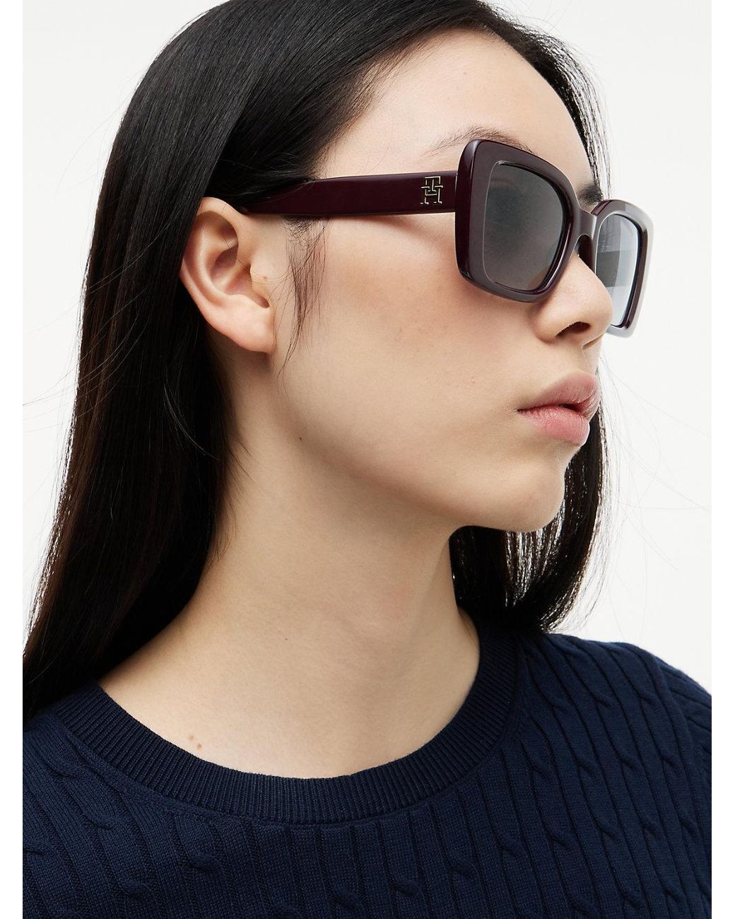 Tommy Hilfiger White Th Monogram Polarised Cat Eye Sunglasses