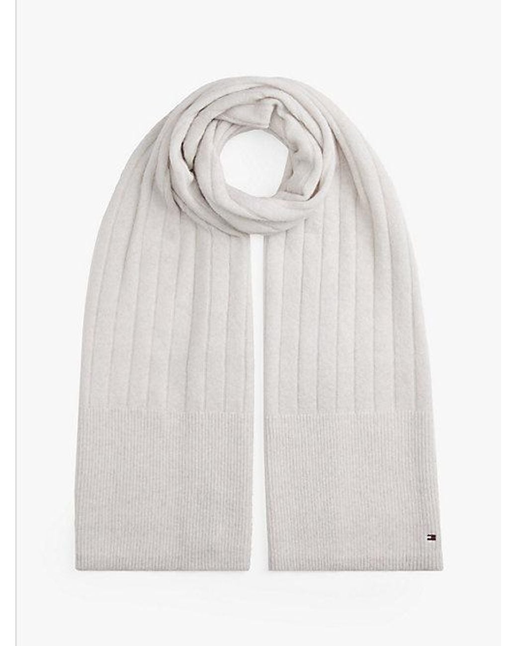 Tommy Hilfiger White Hilfiger Flag Fluffy Scarf With Wool