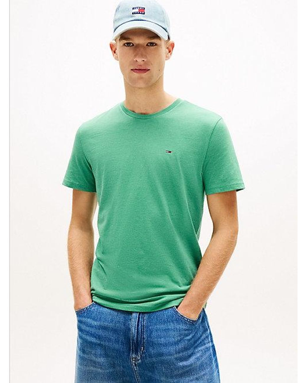 Tommy Hilfiger Green Tommy Flag Extra Slim Jersey T-Shirt for men