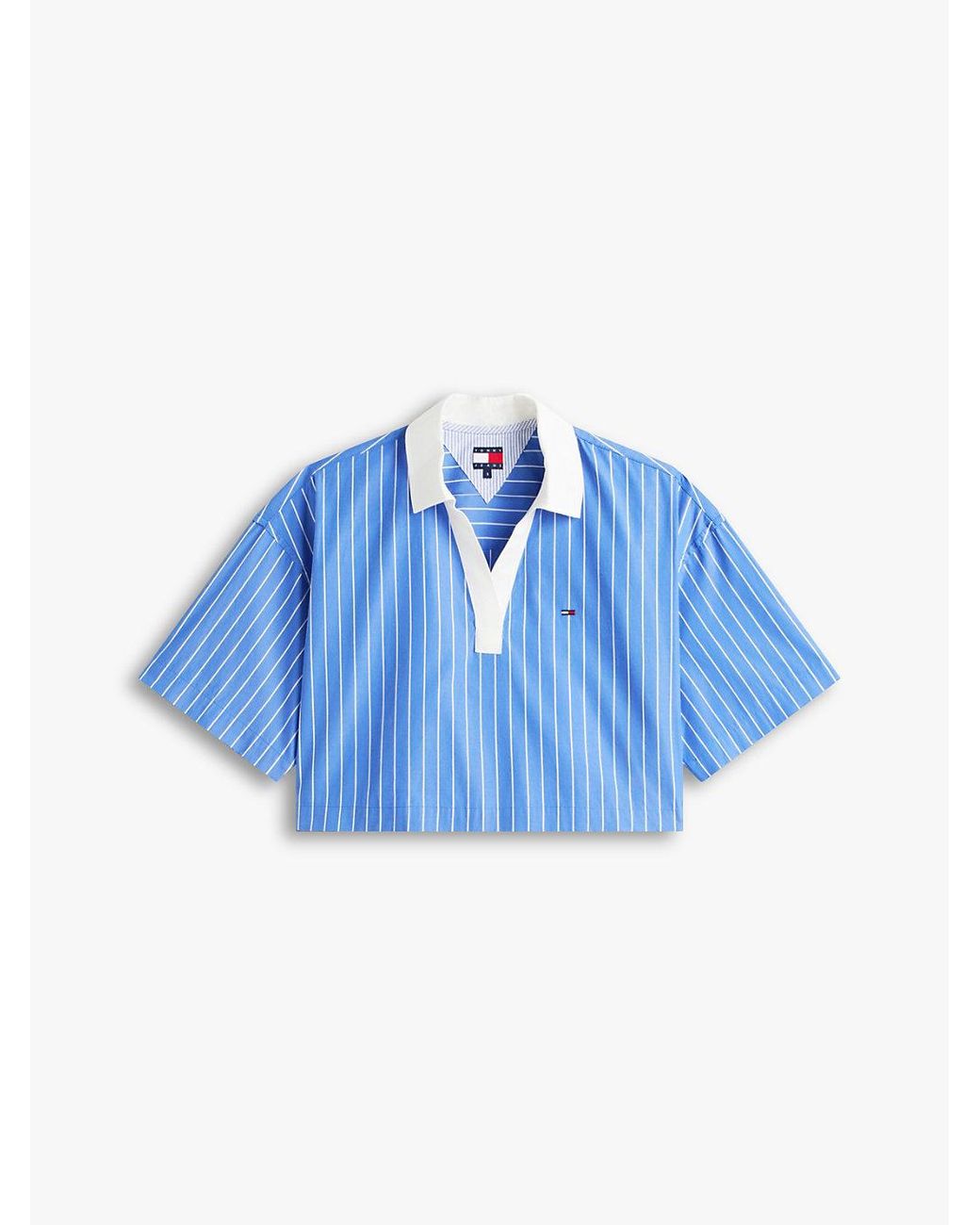 Tommy Hilfiger Blue Relaxed Fit Popover Short Sleeve Shirt