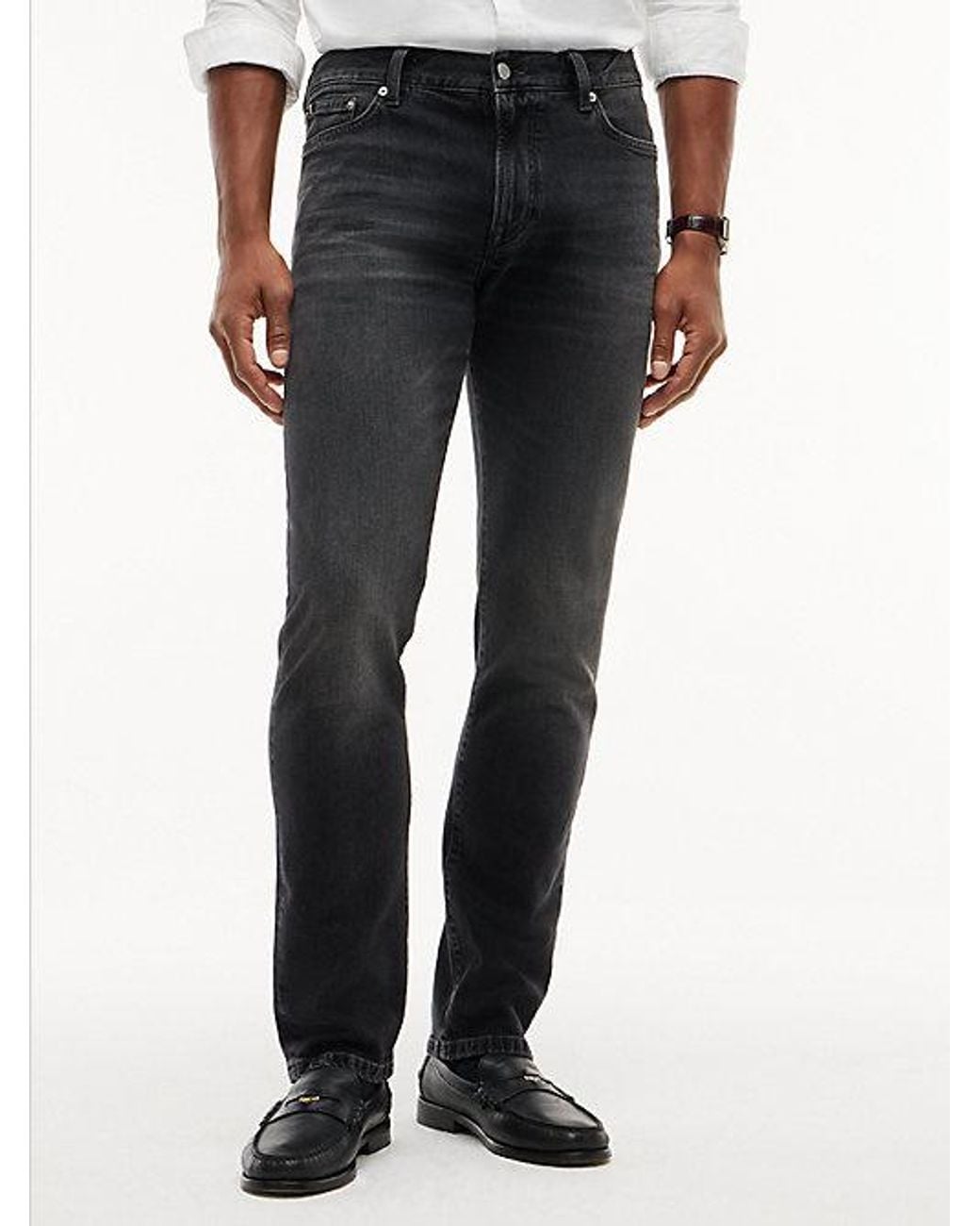 Tommy Hilfiger Black Denton Slim Straight Faded Jeans for men