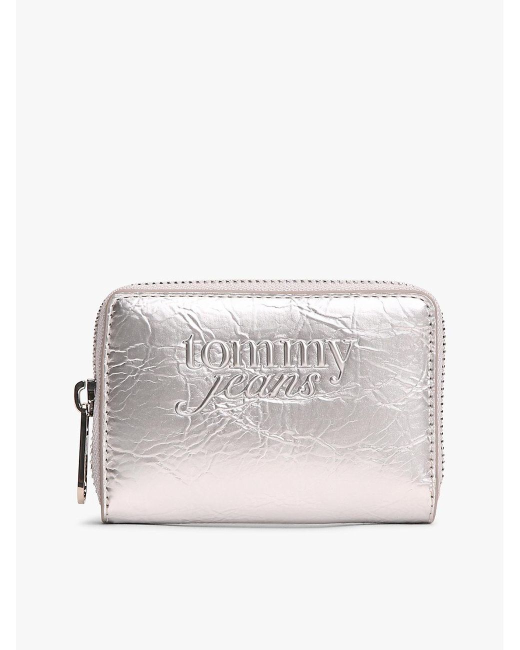 Tommy Hilfiger Gray Essential Textured Logo Metallic Wallet