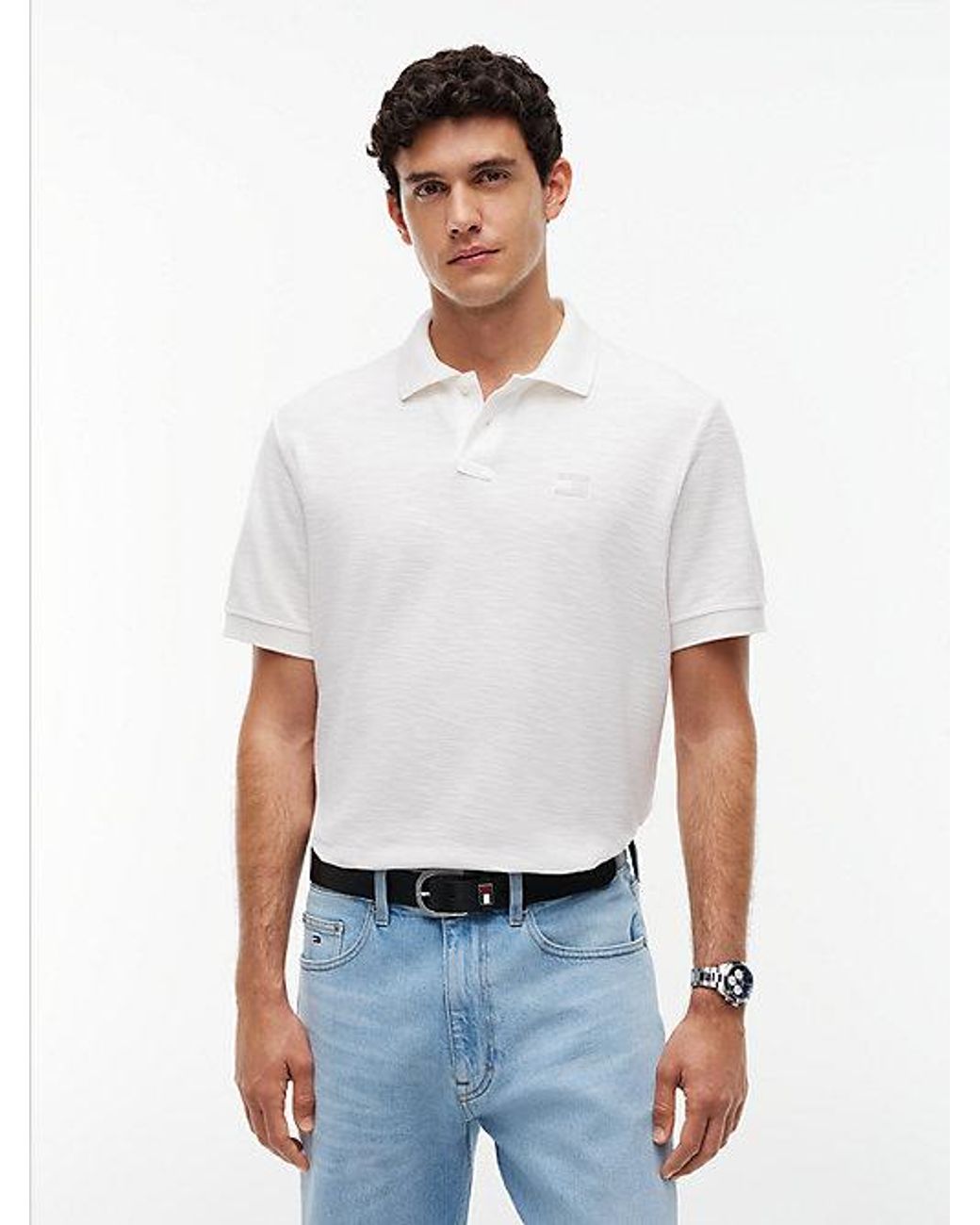 Tommy Hilfiger White Tommy Jeans Tommy Badge Pique Polo Shirt for men