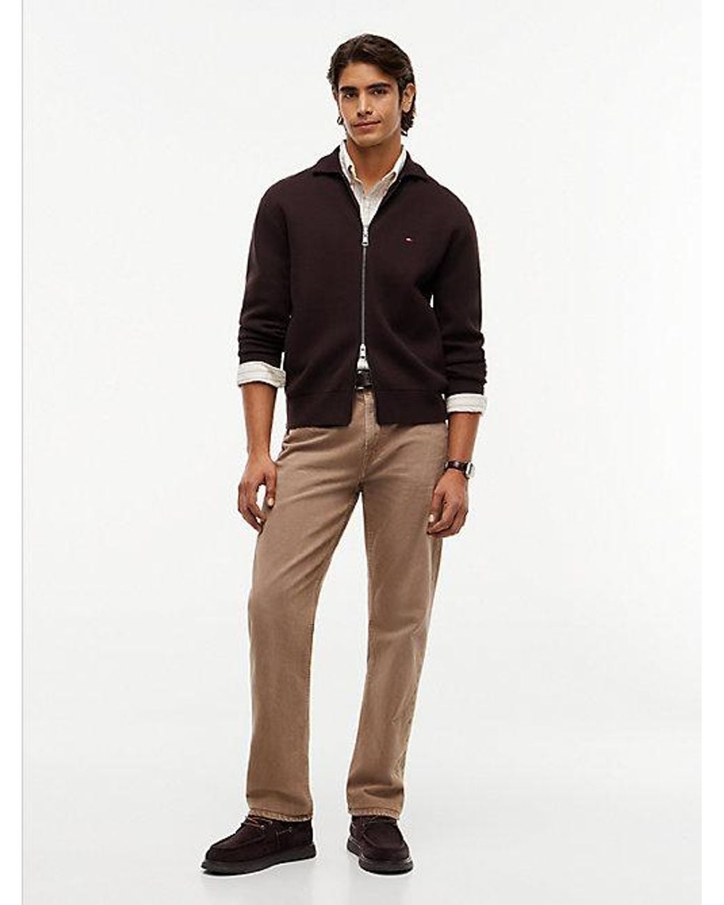 Tommy Hilfiger Black Relaxed Milano Zip Thru Collared Jumper for men