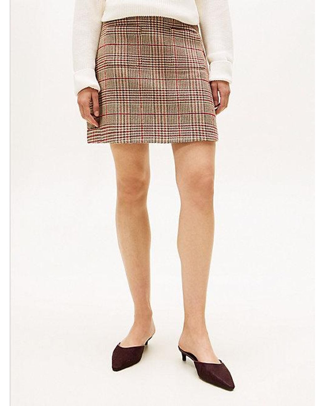 Tommy Hilfiger Natural Check Tweed Mini Skirt