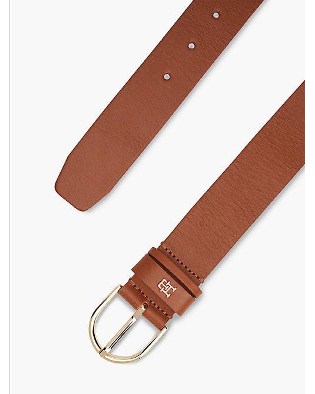 Tommy Hilfiger Brown Essential Leather Th Monogram Plaque Belt
