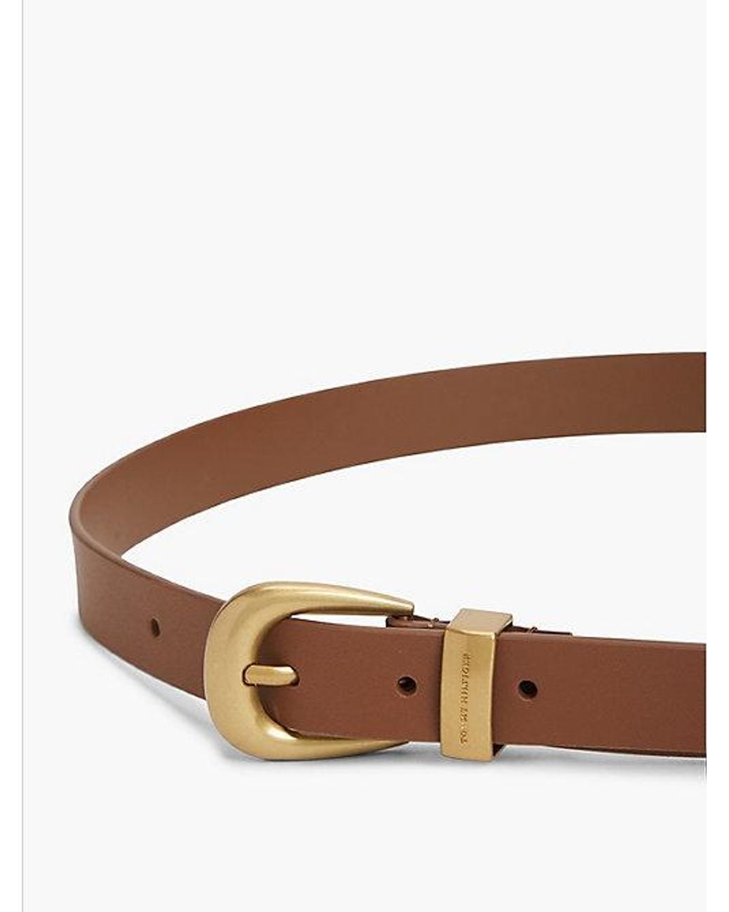 Tommy Hilfiger Brown Leather Western Rounded Buckle Belt