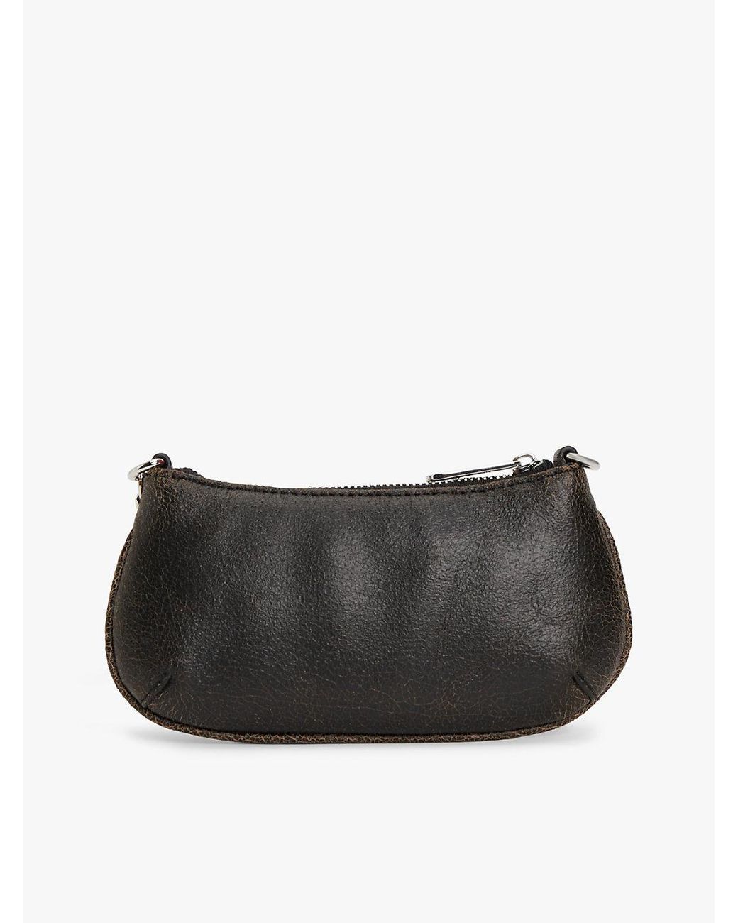 Tommy Hilfiger Black Chain Strap Cracked Leather Logo Wallet