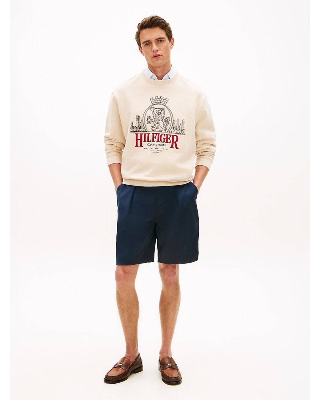 Tommy Hilfiger White Heritage Crest Embroidery Relaxed Sweatshirt for men