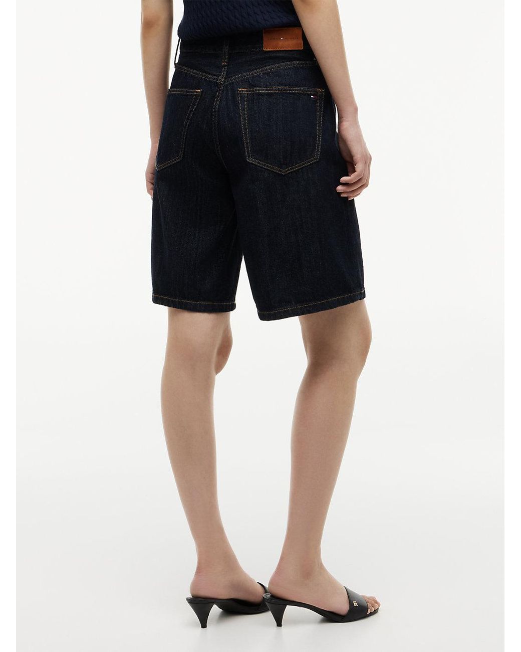 Tommy Hilfiger Blue High Rise Straight Denim Bermuda Shorts