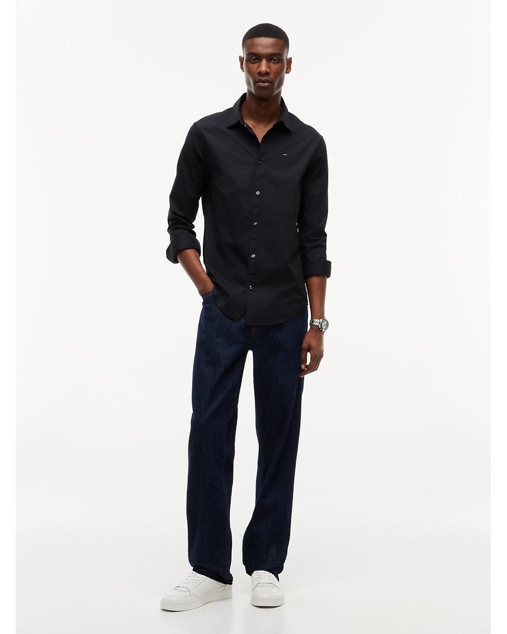 Tommy Hilfiger Black Slim Fit Poplin Shirt for men