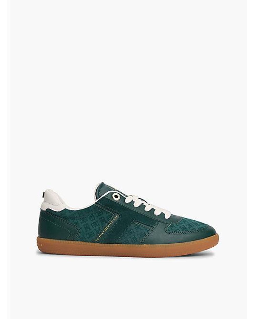 Tommy Hilfiger Green Th Tribeca Leather Embossed Monogram Trainers