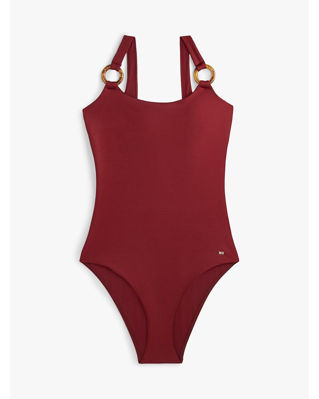 Maillot De Bain Dos Nu À Anneaux Écaille Tommy Hilfiger en coloris Red