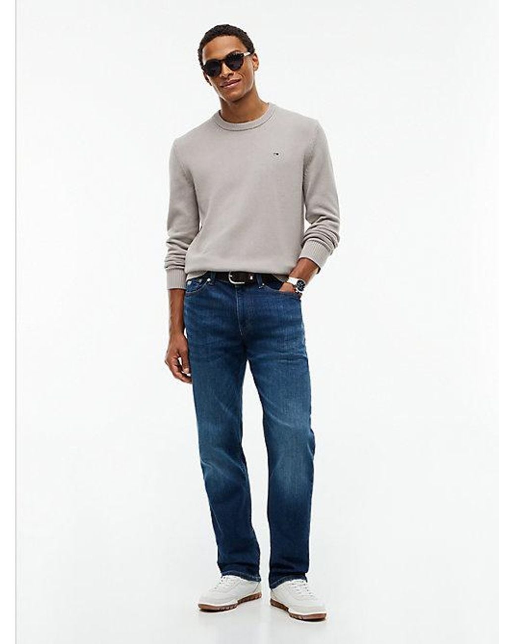 Tommy Hilfiger Gray Tommy Jeans Tommy Flag Textured Slim Jumper for men