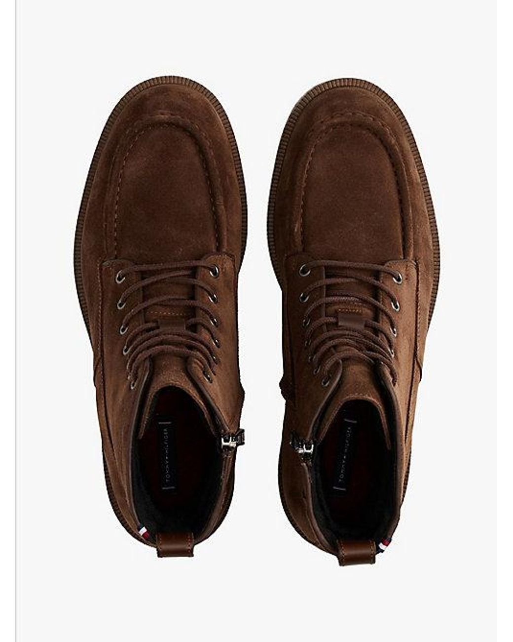 Tommy Hilfiger Brown Suede Warm Lined Cleat Moc Toe Boots for men