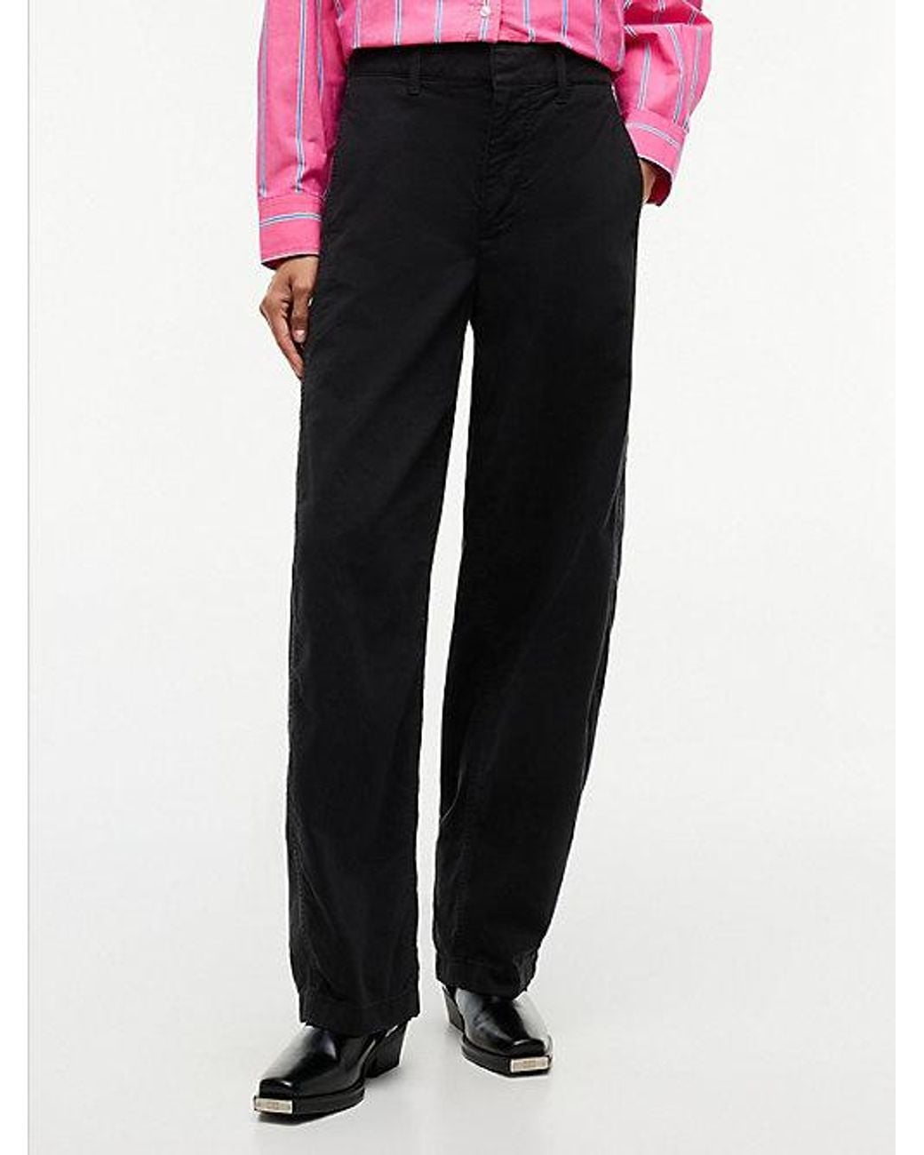 Tommy Hilfiger Black Twill Mid Rise Barrel Trousers