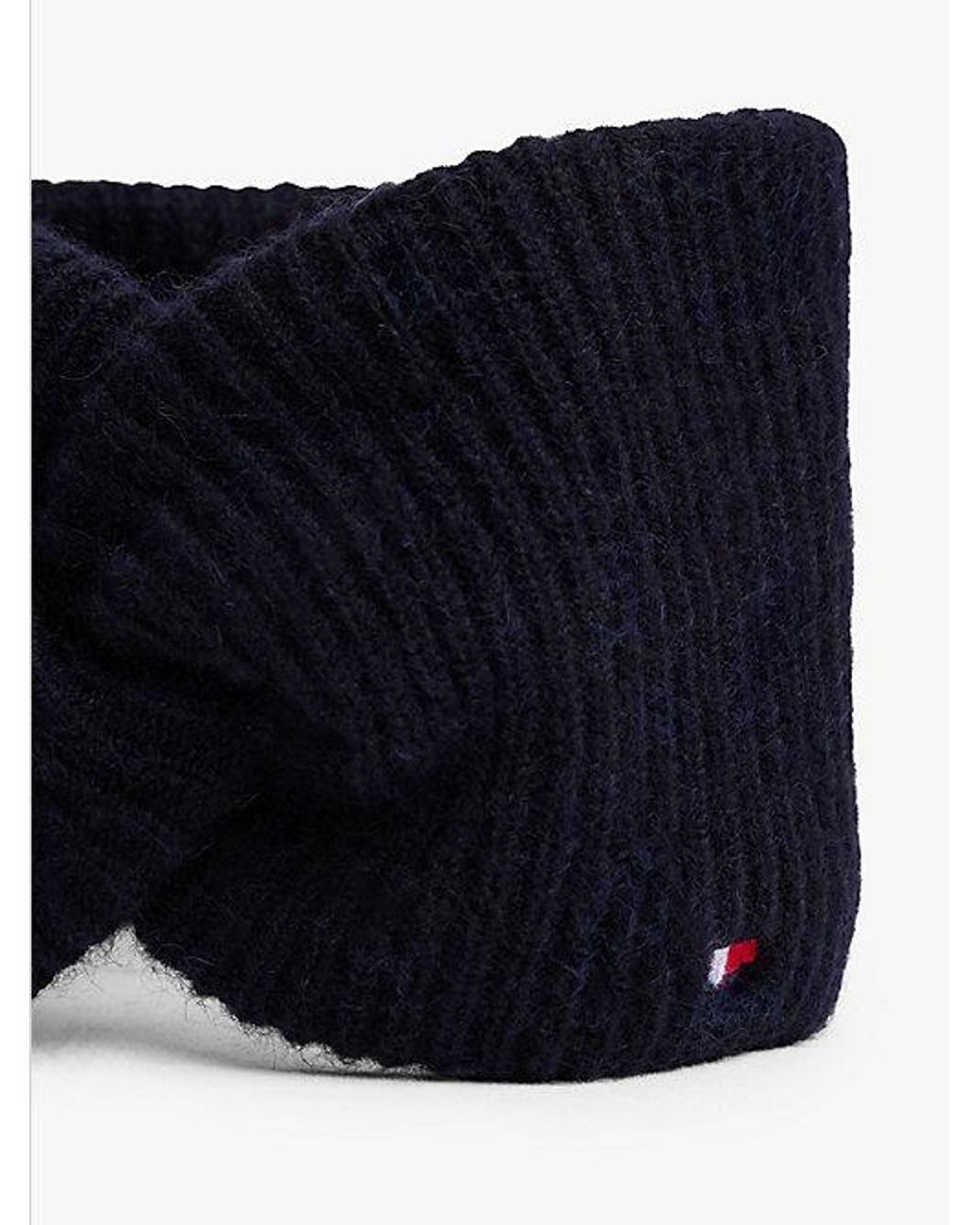 Tommy Hilfiger Black Hilfiger Flag Fuffy Twist Headband With Wool