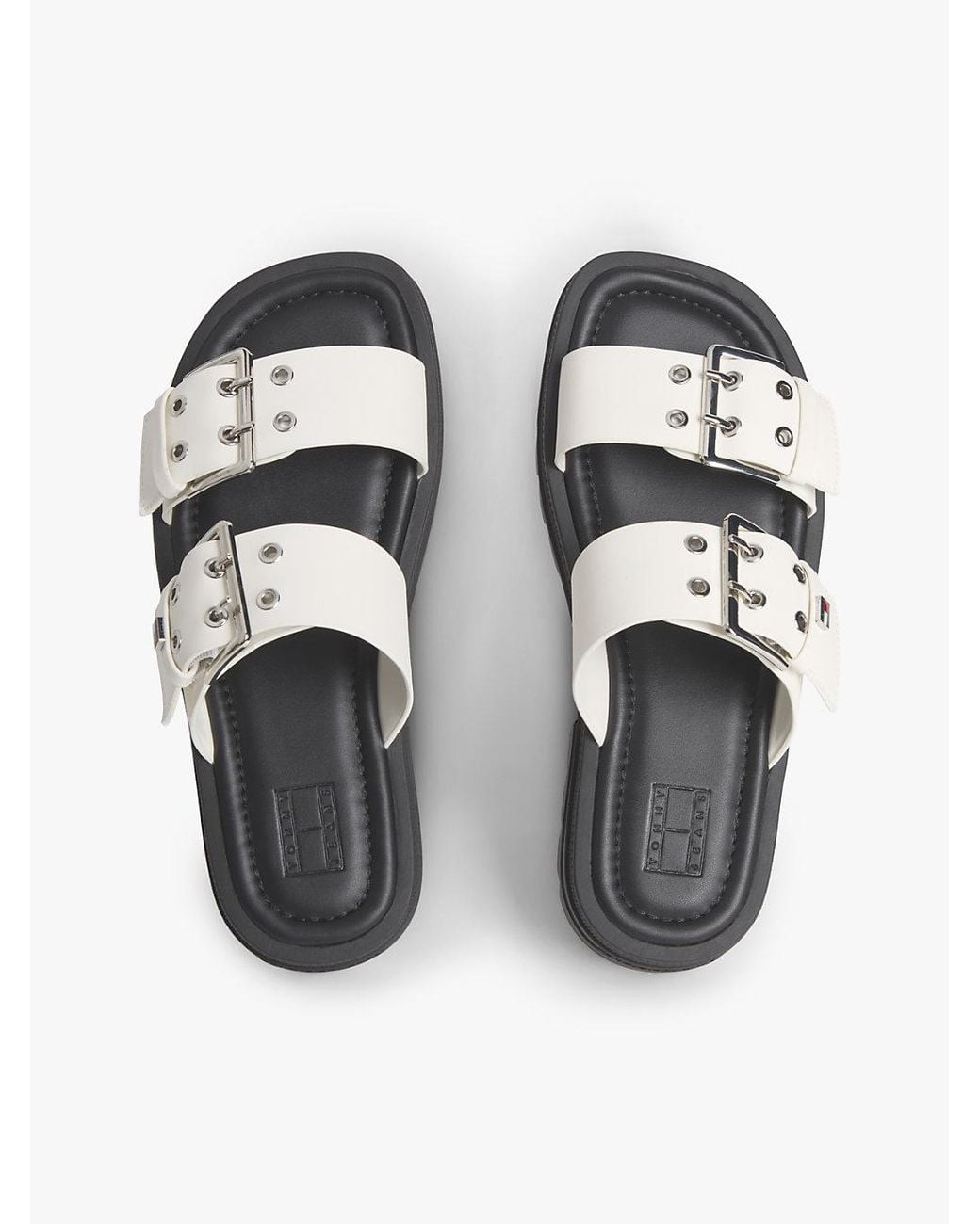 Tommy Hilfiger White Chunky Cleat Double Buckle Sandals