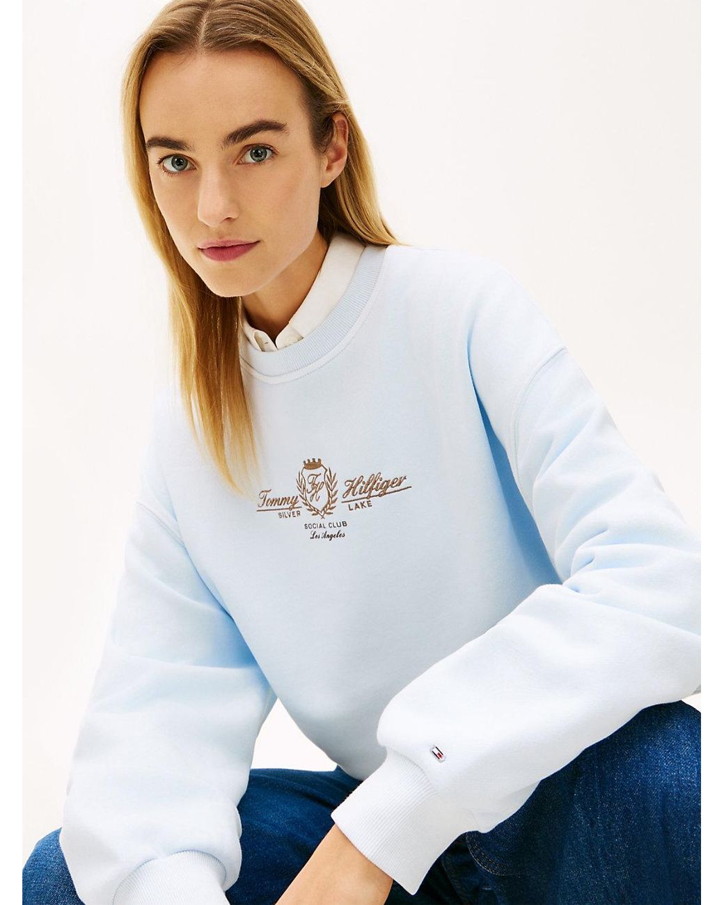 Tommy Hilfiger Blue Crest Embroidery Relaxed Terry Sweatshirt