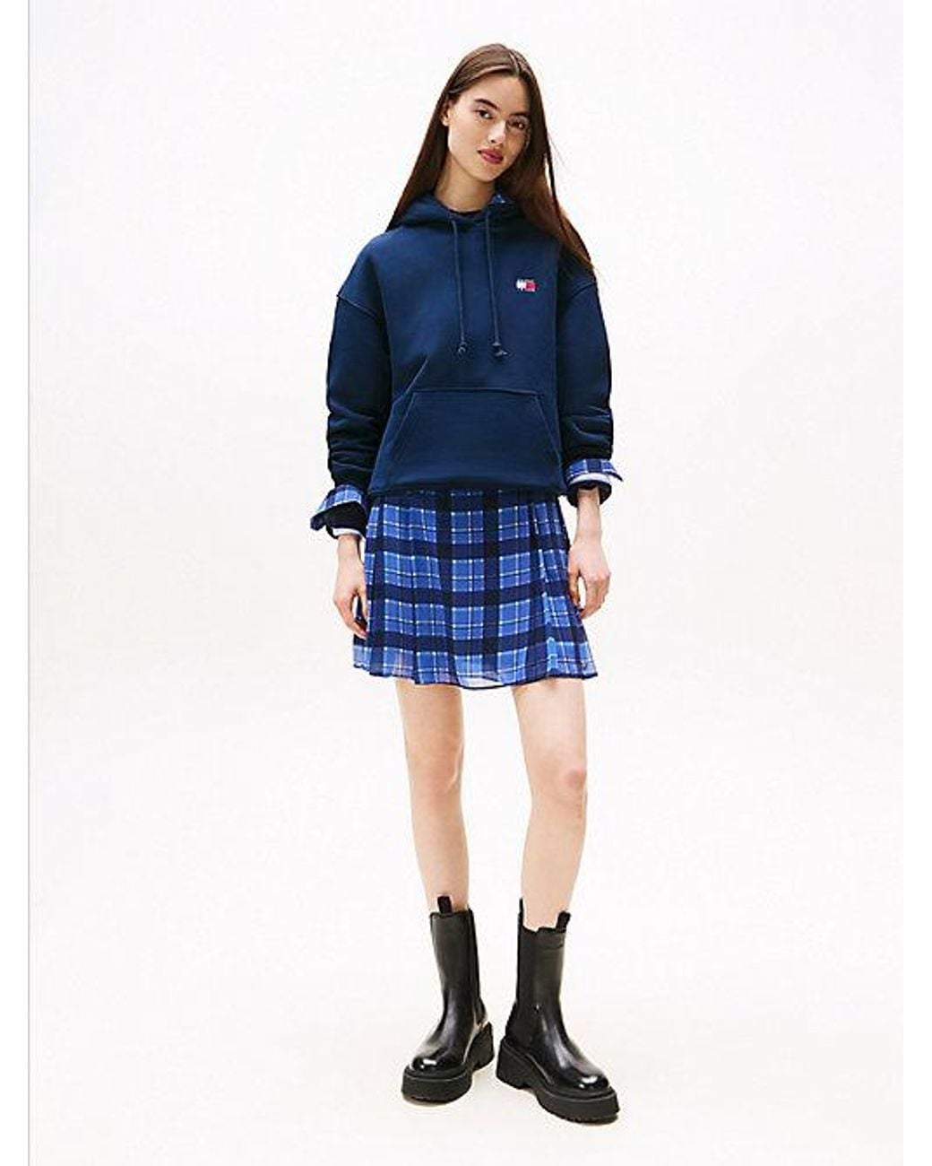 Tommy Hilfiger Blue Tommy Badge Brushed Terry Boxy Hoody