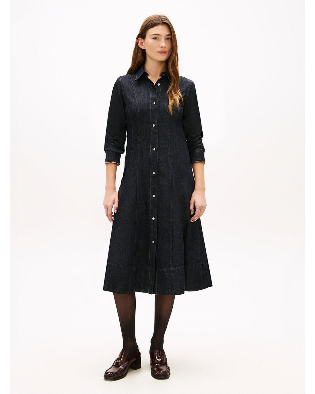 Tommy Hilfiger Black Denim Midi Shirt Dress